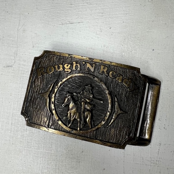 Vintage Accessories - Vintage Rough N' Ready Cowboy Western Rodeo Metal Belt Buckle Rough and Ready